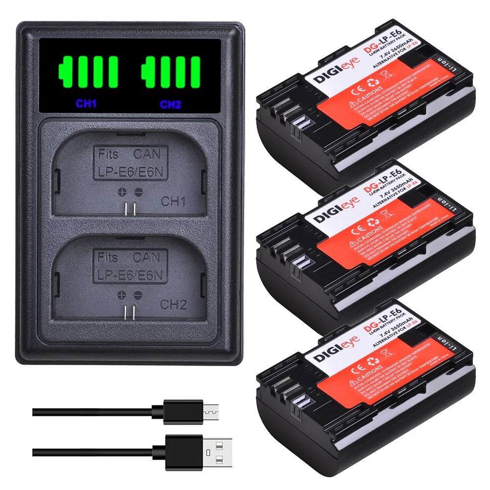 Аккумулятор LP-E6 LP-E6N + двойное зарядное устройство со светодиодной подсветкой, порт типа C для Canon EOS 6D 7D 5D Mark II III IV 5D 60D 60Da 70D 80D 90D 5DS R5 R6
Аккумулятор LP-E6 LP-E6N + двойное зарядное устройство со светодиодной подсветкой, порт типа C для Canon EOS 6D 7D 5D Mark II III IV 5D 60D 60Da 70D 80D 90D 5DS R5 R6