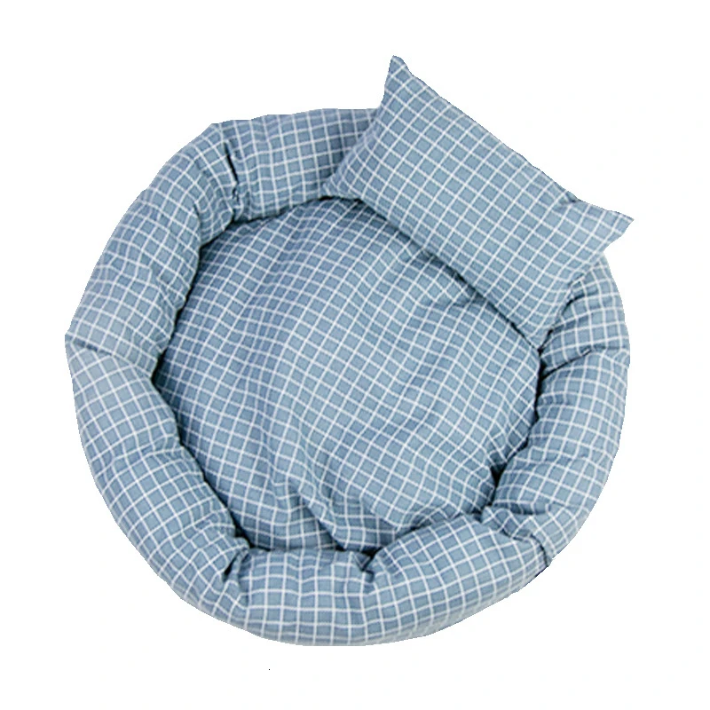 Удобная клетчатая кровать для кошек Benepaw с подушкой теплая мягкая круглая