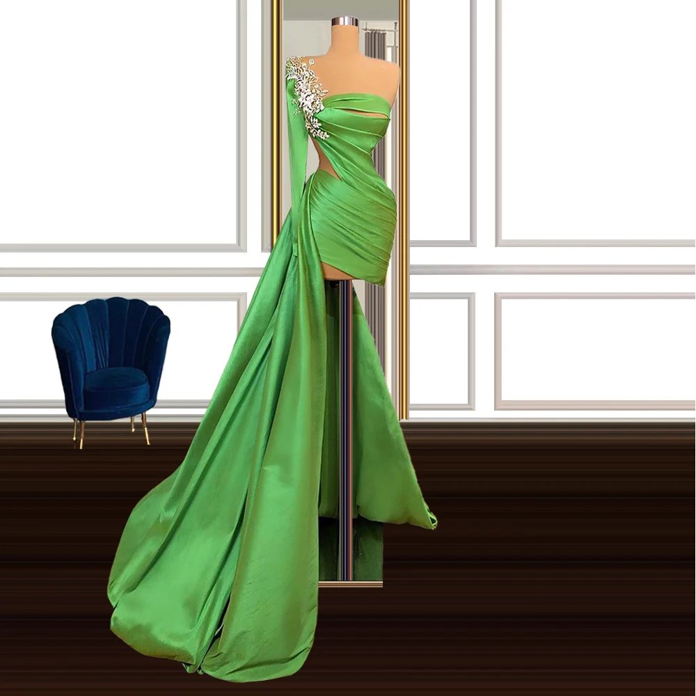 One-Shoulder Green Soft Satin Short Evening Party Dress فساتين السهرة Celebrity Dresses Dubai Abiye Elbise for Red Carpet
One-Shoulder Green Soft Satin Short Evening Party Dress فساتين السهرة Celebrity Dresses Dubai Abiye Elbise for Red Carpet