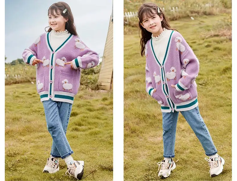 Fashion Cardigan Sweaters For Baby Girls Animal Pattern Embroidery Pullovers Single Breasted Knitted Coats Teen Girl's Sweater
Fashion Cardigan Sweaters For Baby Girls Animal Pattern Embroidery Pullovers Single Breasted Knitted Coats Teen Girl's Sweater