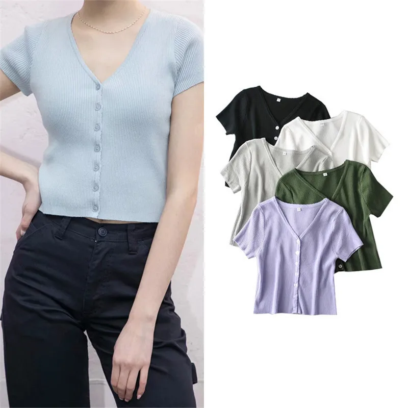 Cardigan Women Fashion V Neck Short Sleeve Button Up Top Cardigan Slim Casual Summer T-Shirts 2021 Women New Crop Tops Cardigans
Cardigan Women Fashion V Neck Short Sleeve Button Up Top Cardigan Slim Casual Summer T-Shirts 2021 Women New Crop Tops Cardigans