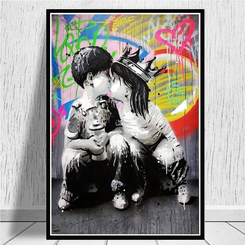 Graffiti Art Boy and Girl kissing Canvas Posters And Prints Kissing Street Art Paintings On the Wall Pictures Modern Home Decor
Graffiti Art Boy and Girl kissing Canvas Posters And Prints Kissing Street Art Paintings On the Wall Pictures Modern Home Decor
