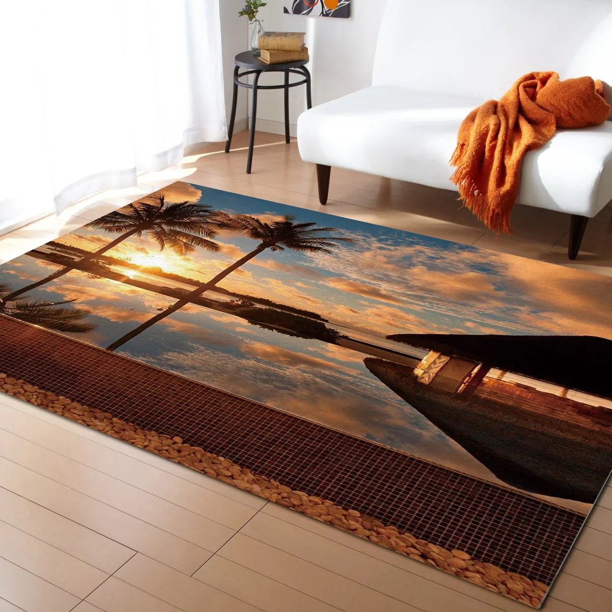 Кокосовое дерево для пляжа и заката современный домашний кухонный коврик ковер