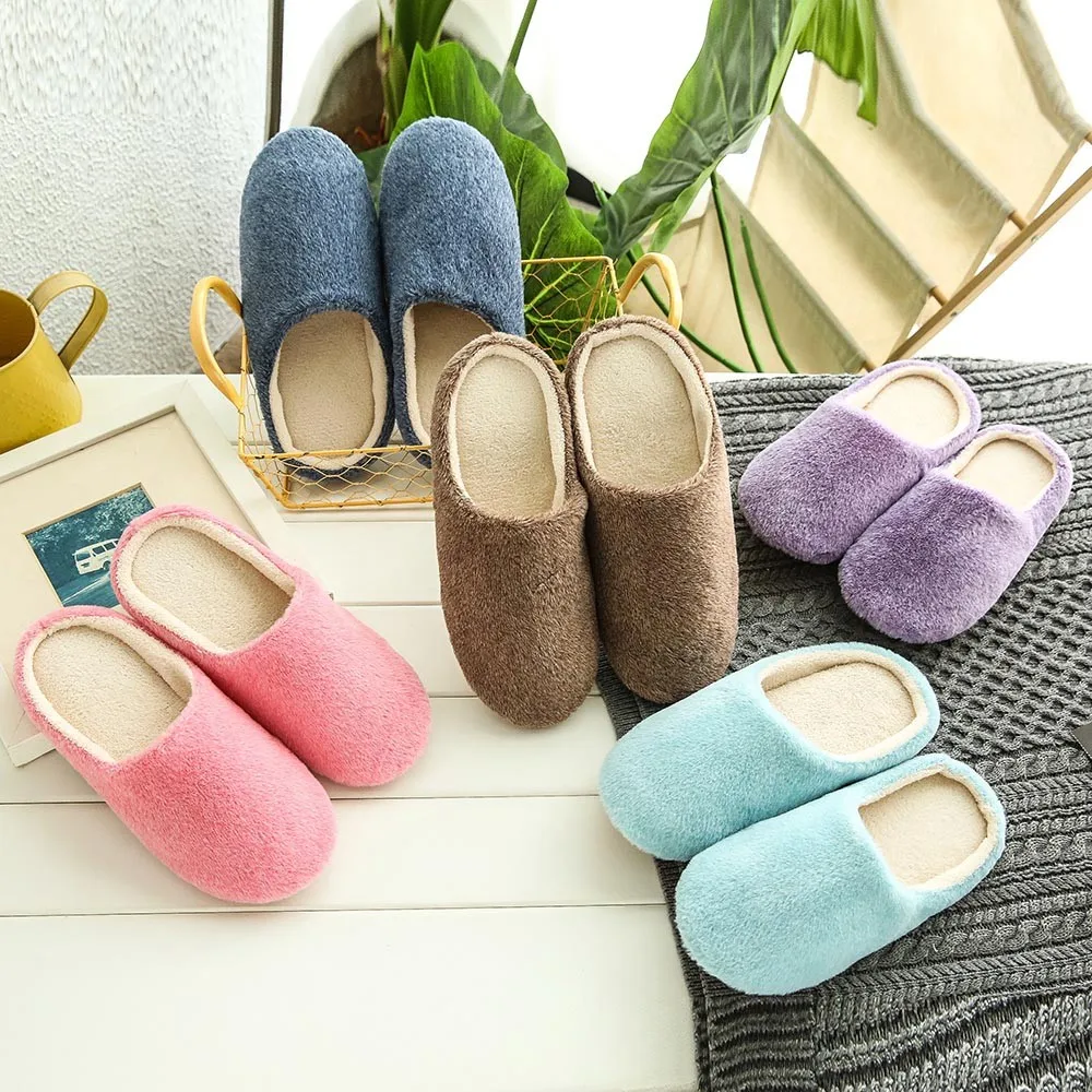 2019 New Men Warm Home Plush Soft Slippers Indoors Anti-slip Winter Floor Bedroom House Shoes Women | Обувь