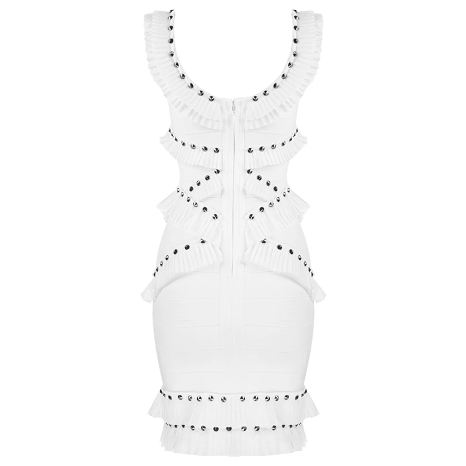 Ailigou 2021 Summer Women's New Bandage Dress Sexy White V-neck Halter Sleeveless Rivet Ruffled Skinny Dress Vestidos
Ailigou 2021 Summer Women's New Bandage Dress Sexy White V-neck Halter Sleeveless Rivet Ruffled Skinny Dress Vestidos