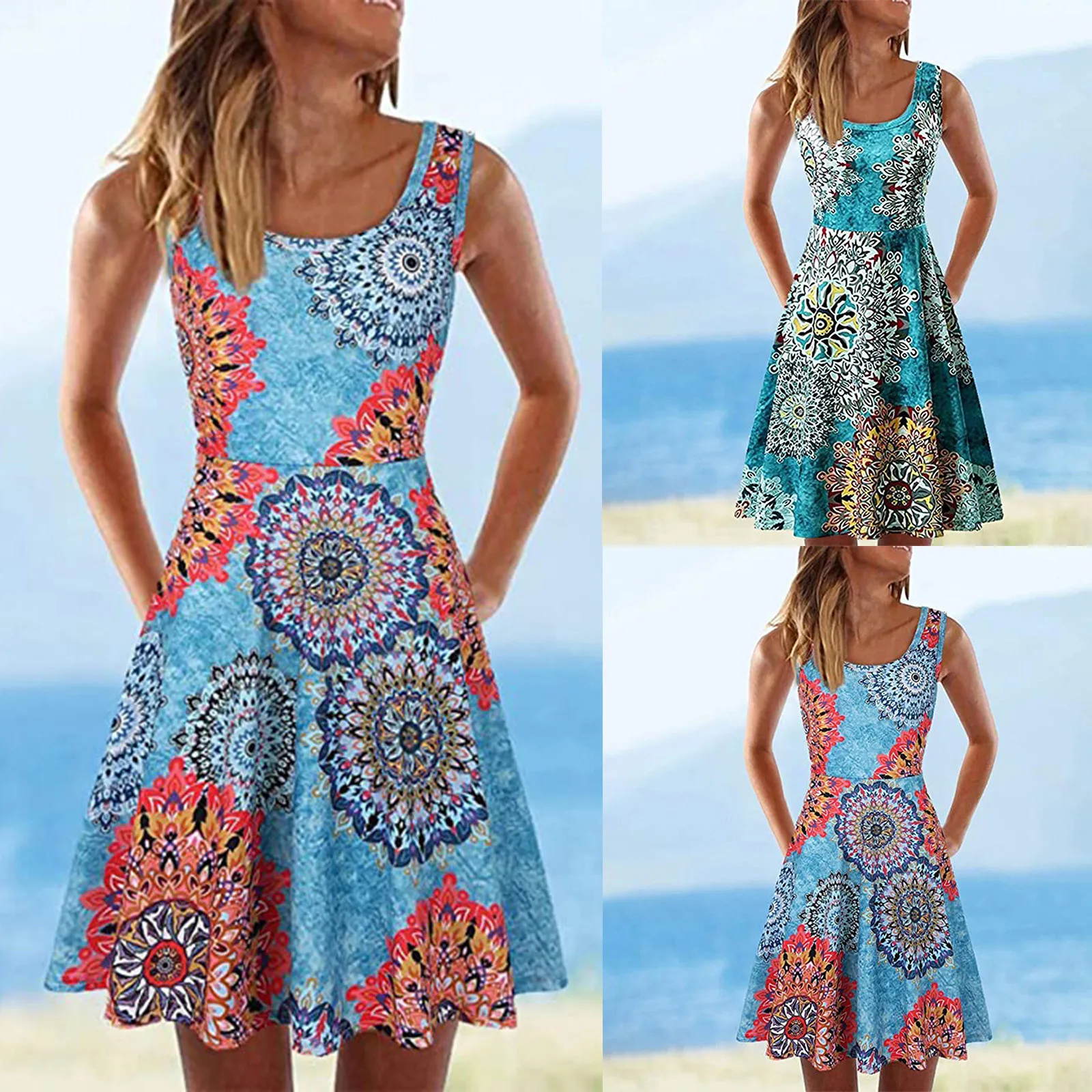66# Fashion Women Summer Dress Sleeveless Printed U-neck A-line Slim Sling Tank Dress Mini Dress 2021
66# Fashion Women Summer Dress Sleeveless Printed U-neck A-line Slim Sling Tank Dress Mini Dress 2021