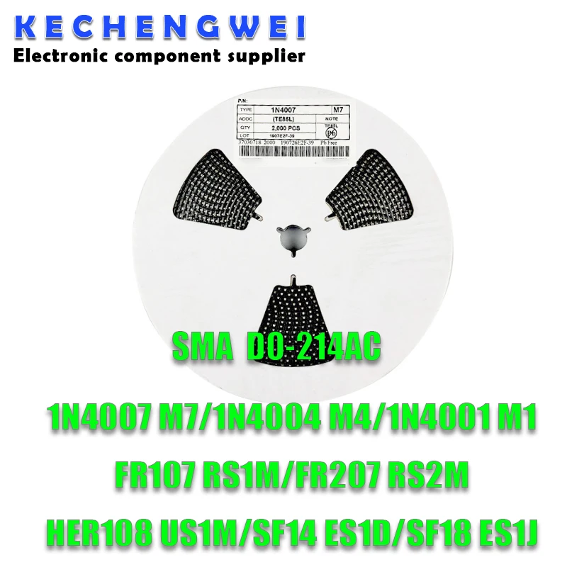 2000PCS SMA Rectifier diode 1N4001 M1 1N4004 M4 1N4007 M7 FR107 RS1M FR207 RS2M HER108 US1M SF18 ES1J SF14 ES1D DO-214AC
2000PCS SMA Rectifier diode 1N4001 M1 1N4004 M4 1N4007 M7 FR107 RS1M FR207 RS2M HER108 US1M SF18 ES1J SF14 ES1D DO-214AC
