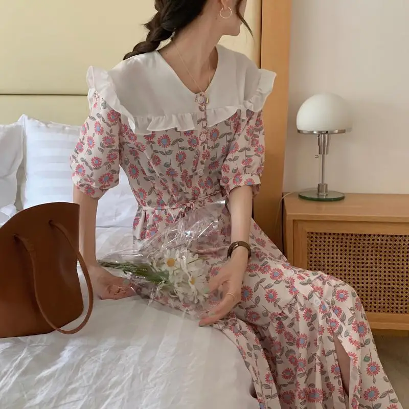 COIGARSAM French Style Women dress Vintage Floral Print Dresses Green White 9690
COIGARSAM French Style Women dress Vintage Floral Print Dresses Green White 9690