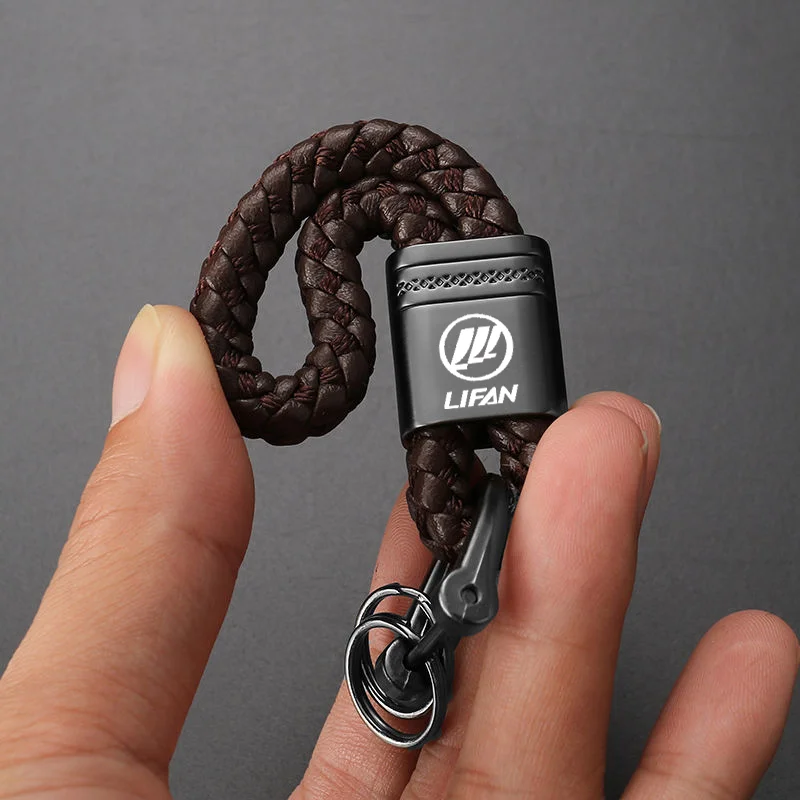 

Car Gun Color Keychain Braided Leather Alloy With Logo Keychains for Men Anti-static For Lifan Solano X60 125CC X50 320
