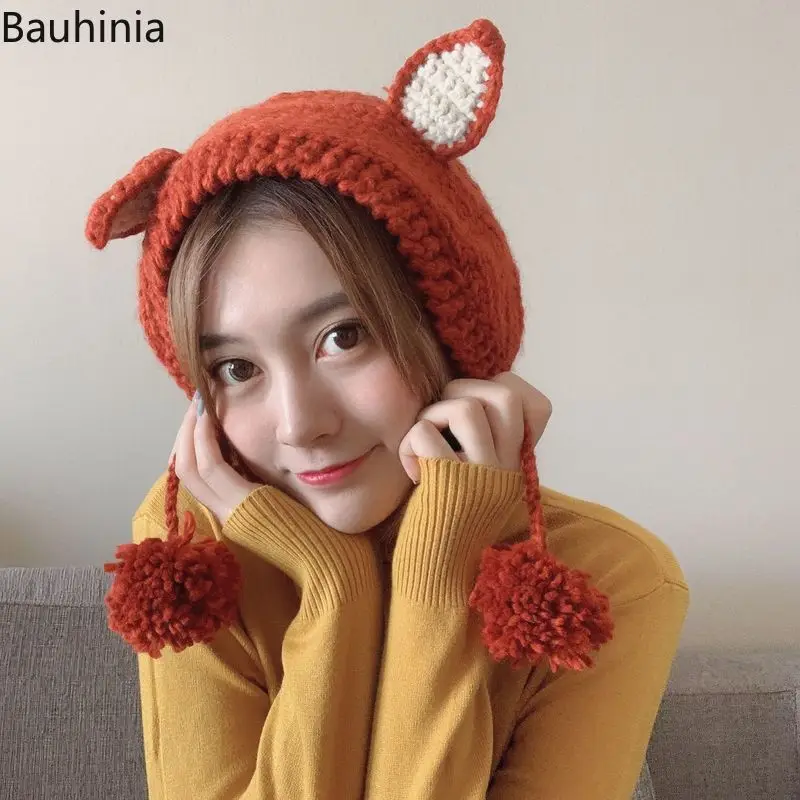 Bauhinia 2020 Bonnets For Women Cute Fox Ears Beanies Knitted Winter Hat Hip-hop Cap Warm Winter Lovely Christmas
Bauhinia 2020 Bonnets For Women Cute Fox Ears Beanies Knitted Winter Hat Hip-hop Cap Warm Winter Lovely Christmas