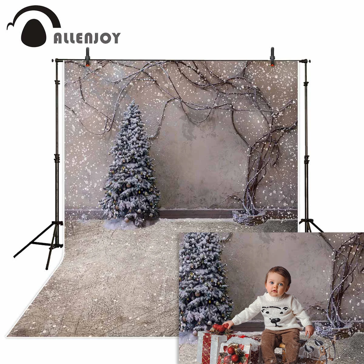 Allenjoy Рождественский Фотофон для фотосъемки сосновая елка Новогодняя Снежинка