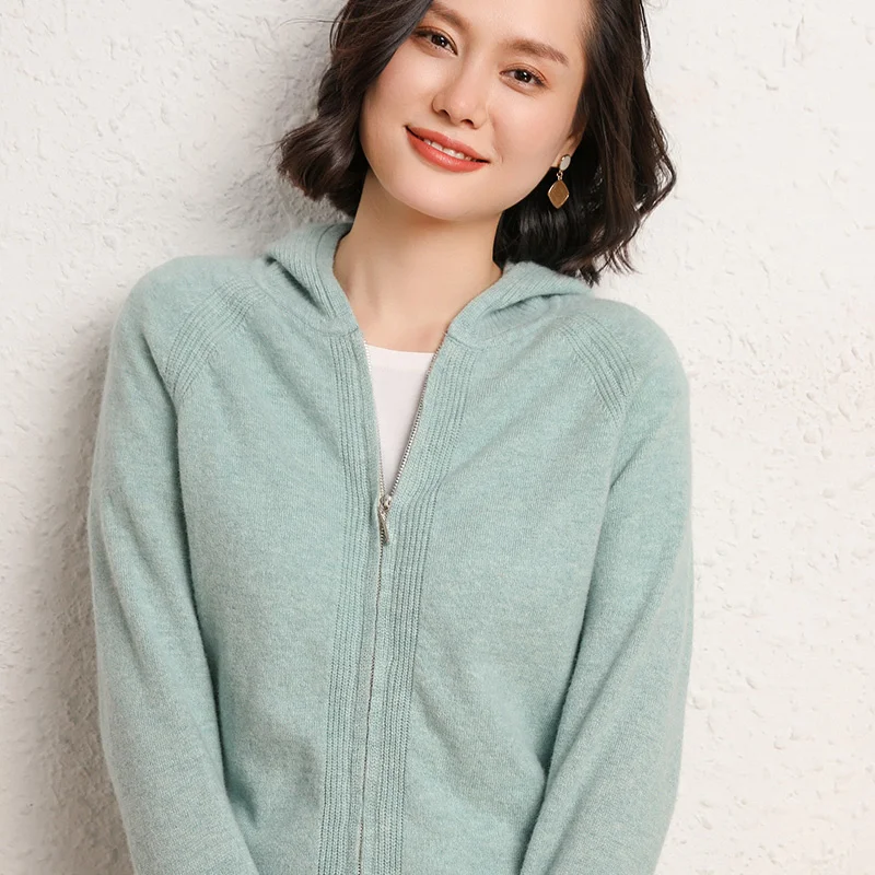 2020 Autumn and Winter New Cashmere Sweater Women's Hooded Collar Zipper Cardigan Loose 100% Pure Wool Warm Sweater
2020 Autumn and Winter New Cashmere Sweater Women's Hooded Collar Zipper Cardigan Loose 100% Pure Wool Warm Sweater