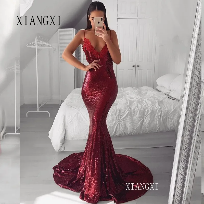 Abendkleider Sexy Mermaid Evening Dresses Long Deep V-Neck Spaghetti Strap Floor Length Evening Dress Formal Party Prom Dresses
Abendkleider Sexy Mermaid Evening Dresses Long Deep V-Neck Spaghetti Strap Floor Length Evening Dress Formal Party Prom Dresses