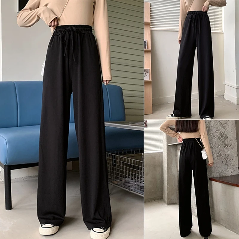 Women'S High Waist Loose Mopping Pants Draping Straight Casual Wide Leg Pants Black
Women'S High Waist Loose Mopping Pants Draping Straight Casual Wide Leg Pants Black