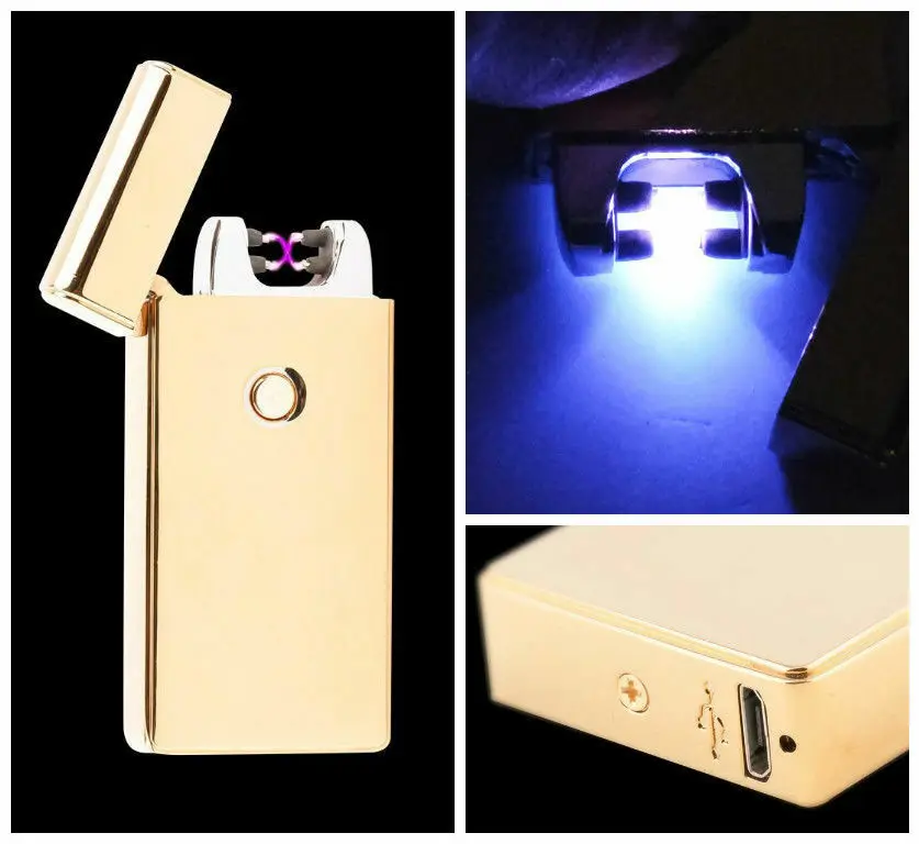 Gold Dual Arc электрическая зажигалка с гнездом USB Беспламенное ветрозащитное плазма
Gold Dual Arc электрическая зажигалка с гнездом USB Беспламенное ветрозащитное плазма