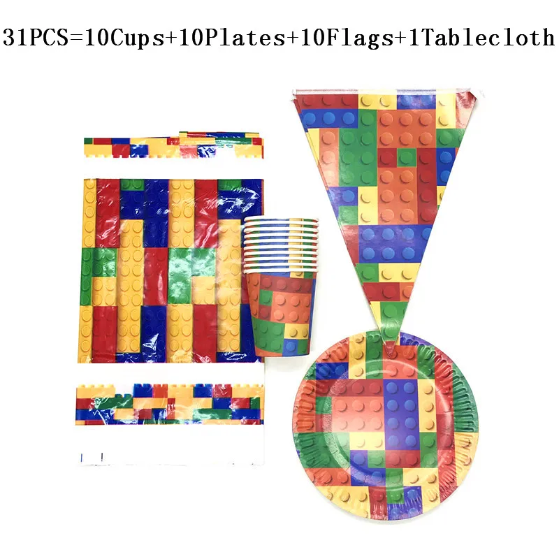 61Pcs/31Pcs Disney Building Block Kids Favor Tableware Boy Girl Birthday Plates Cups Flag/Banner Table Cover Decorations Supply
61Pcs/31Pcs Disney Building Block Kids Favor Tableware Boy Girl Birthday Plates Cups Flag/Banner Table Cover Decorations Supply