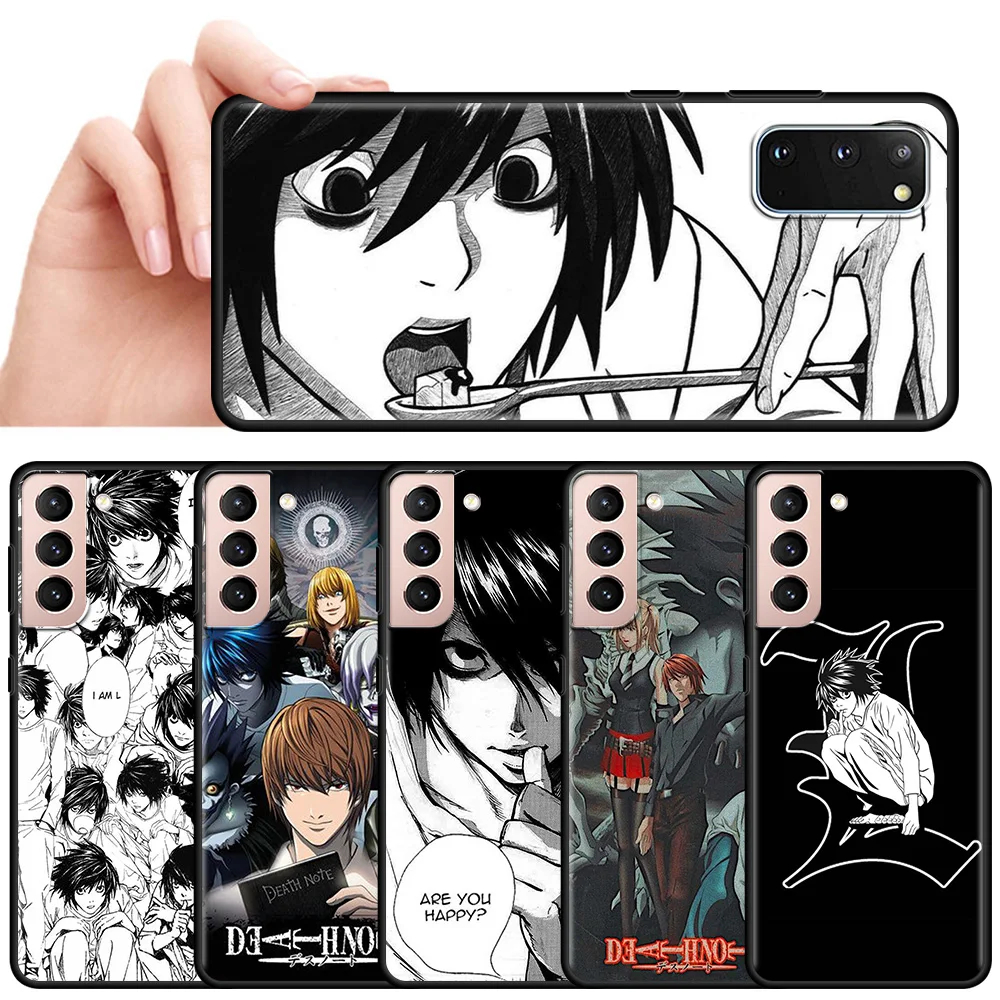

Black Cover For Samsung Galaxy S21 Ultra S20 FE S10 Plus Case S9 S8 A51 A71 A21s S10e S7 TPU Phone Shell Anime Death Note Ryuk