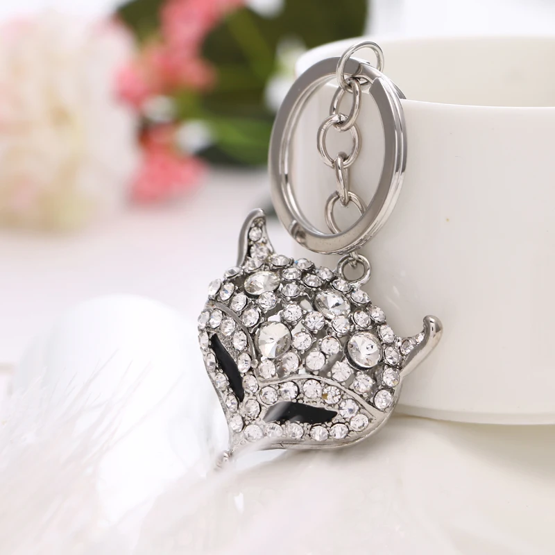 

2021 spring new fashion rhinestone cute seductive painting oil fox crystal gem bag purse key chain birthday party gift