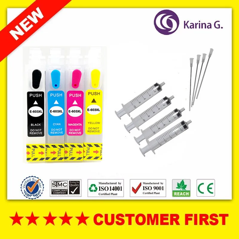 Refillable ink cartridge for T603 T603XL Suit For EPSON XP-2100 XP-3100 XP-4100 XP-4105 Printer with Chip
Refillable ink cartridge for T603 T603XL Suit For EPSON XP-2100 XP-3100 XP-4100 XP-4105 Printer with Chip