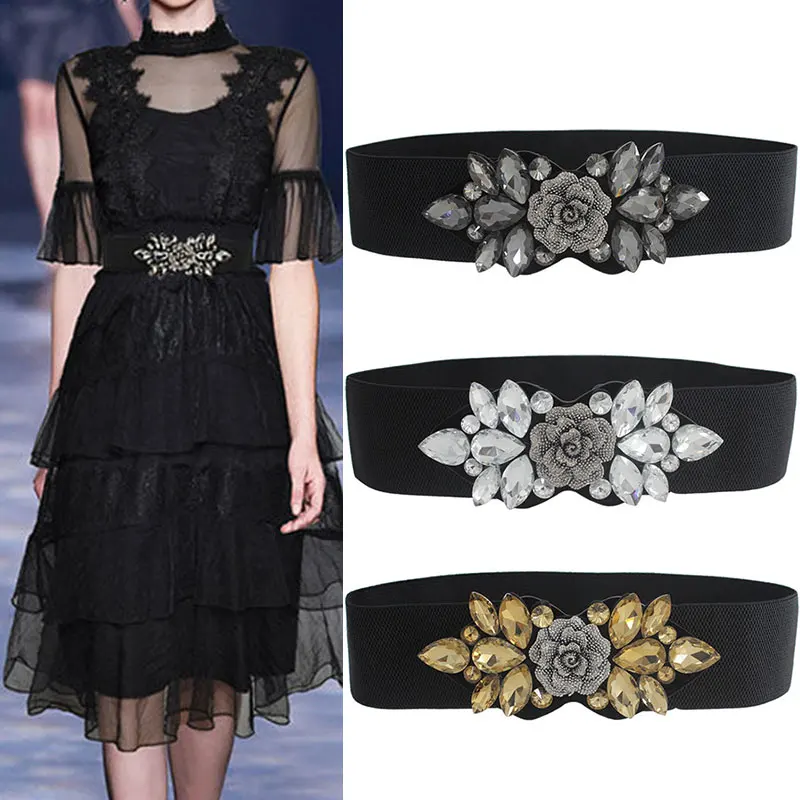 Fashion Women Elastic Belts Rose Rhinestone Belt Floral Buckle Waist Strap Dress Coat Sweater Ladies Decorative Waistband
Fashion Women Elastic Belts Rose Rhinestone Belt Floral Buckle Waist Strap Dress Coat Sweater Ladies Decorative Waistband