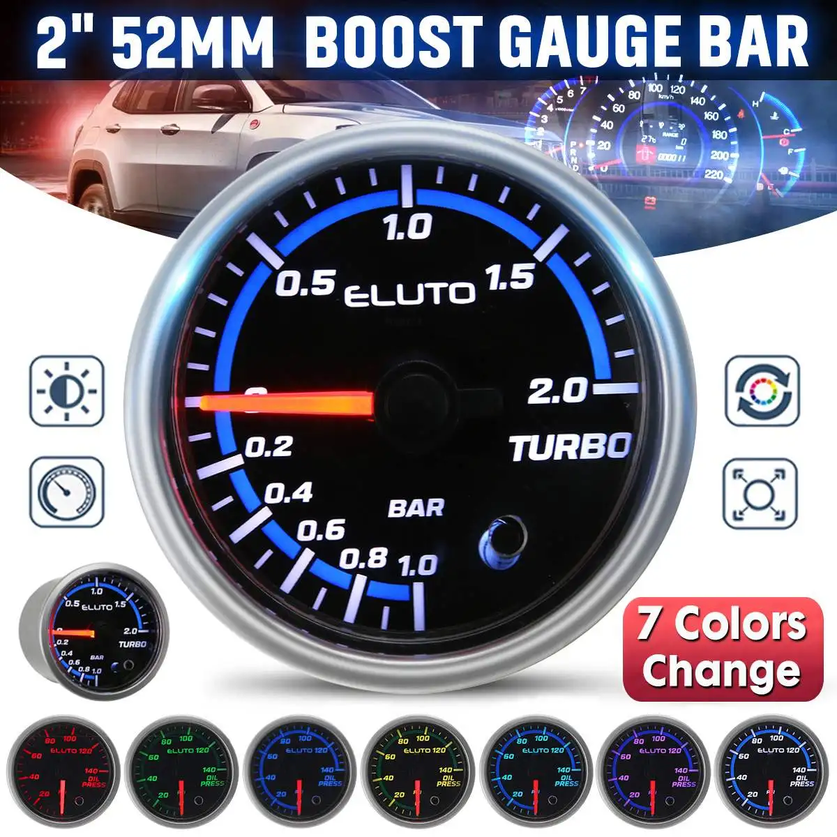 Автомобильный измеритель давления Turbo Boost, универсальный измеритель давления 12 В 2 дюйма 52 мм, с черной светодиодной подсветкой, 1 ~ 2 бар/-30 ~ 30 ...
Автомобильный измеритель давления Turbo Boost, универсальный измеритель давления 12 В 2 дюйма 52 мм, с черной светодиодной подсветкой, 1 ~ 2 бар/-30 ~ 30 ...