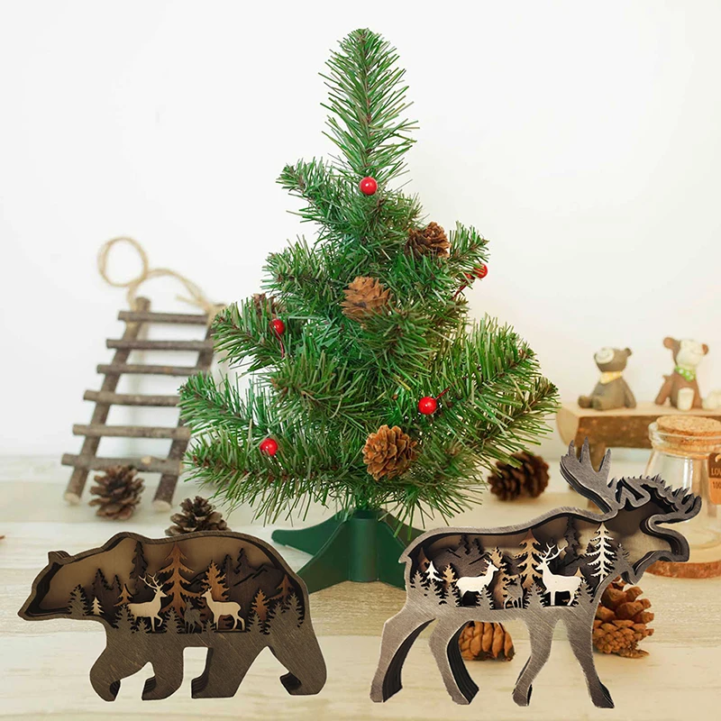 Рождественские деревянные поделки, лесное животное, украшение для дома, лось, коричневый медведь, украшения
Рождественские деревянные поделки, лесное животное, украшение для дома, лось, коричневый медведь, украшения