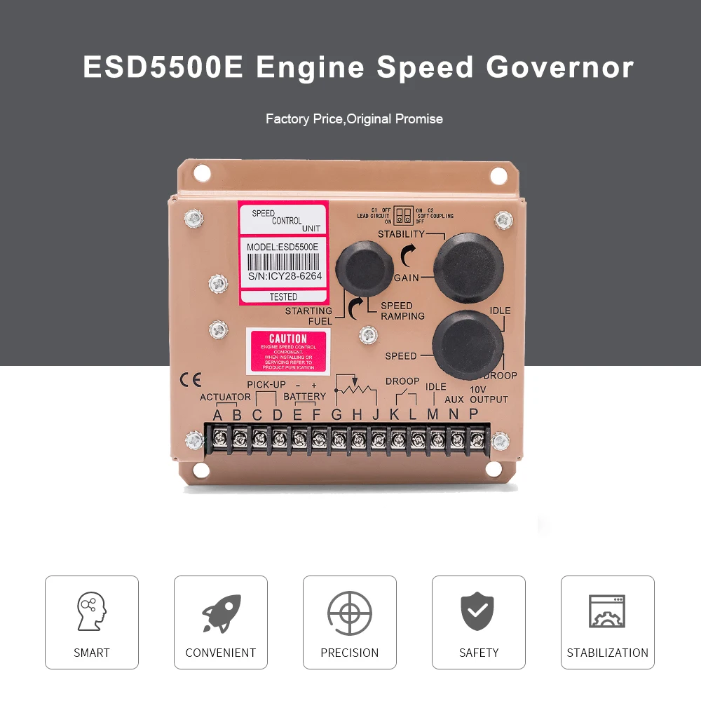 

Free Shipping ESD5500E Engine Speed Control Governor for Diesel Generator Unit Controller with double capacitors
