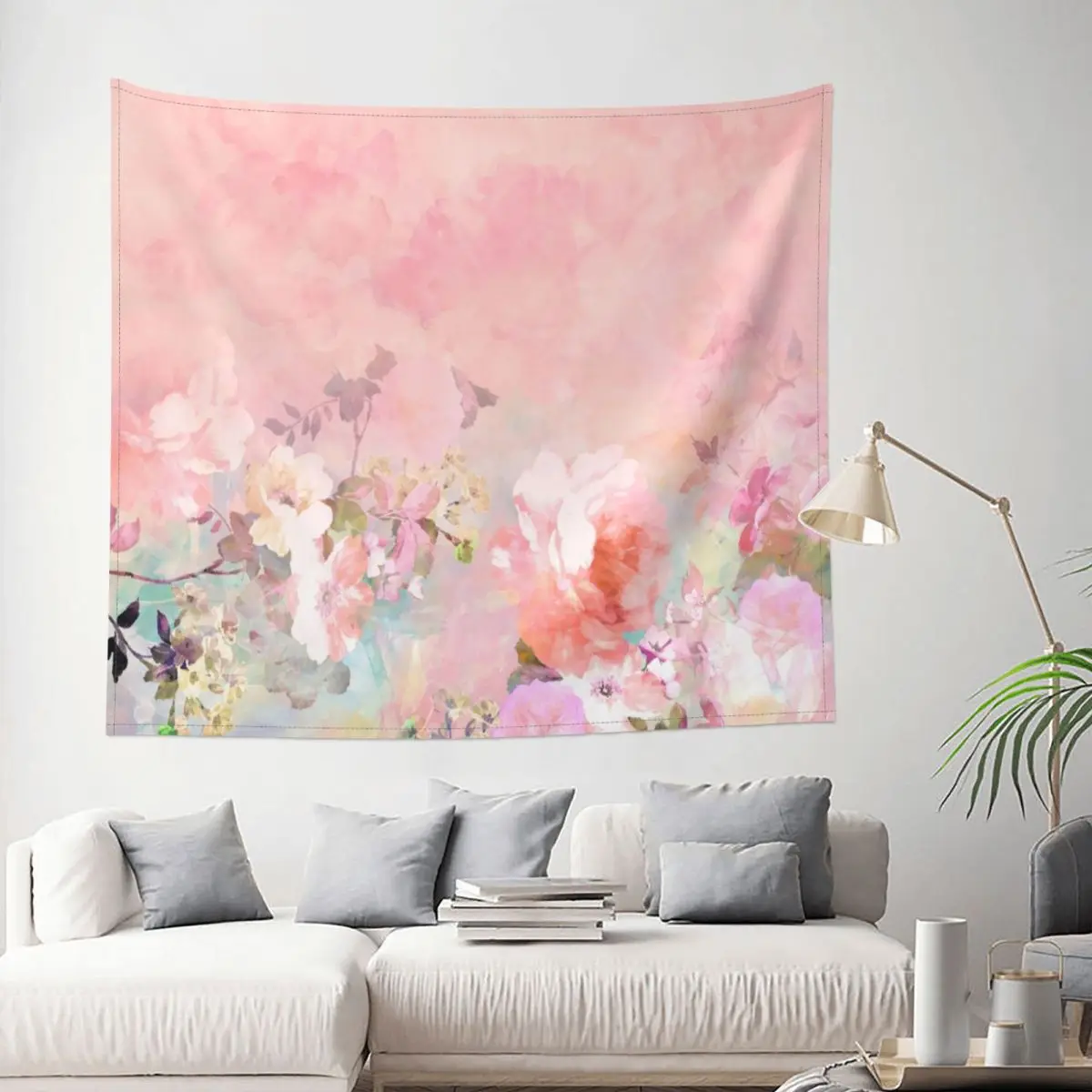 

Pastel Blush Watercolor Ombre Floral Tapestry Flower Floral Nature Art Decoration Wall Room Home Decor Hanging Bedroom Kawaii
