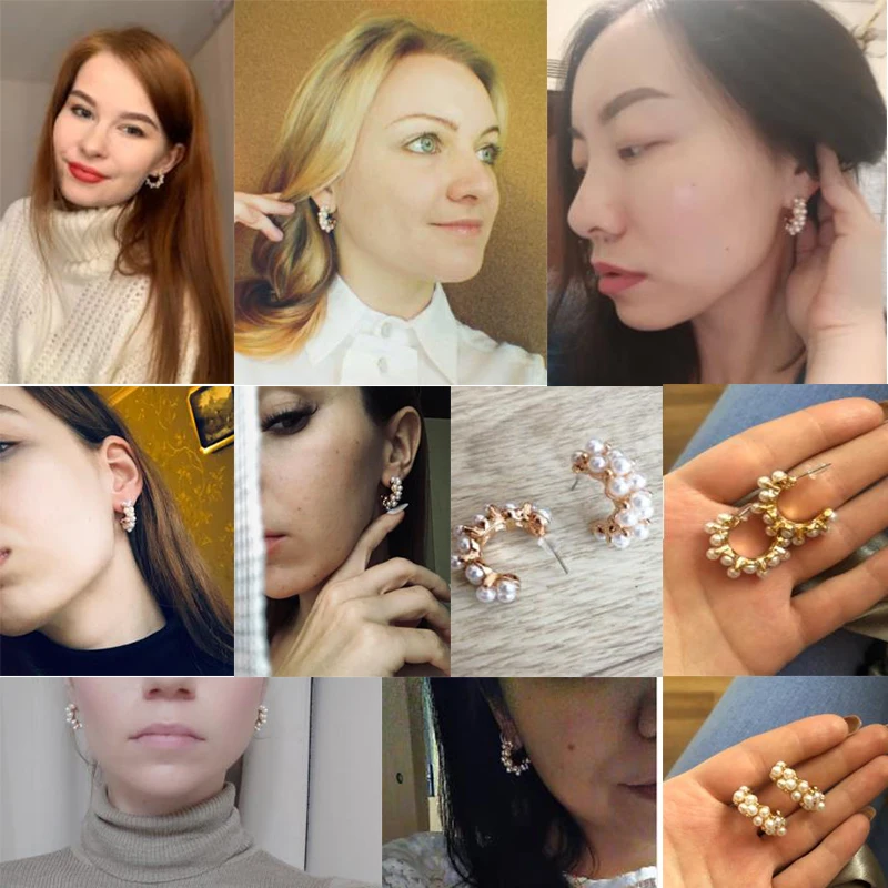 Женские серьги-кольца с жемчугом винтажные японские и корейские серьги золотого
