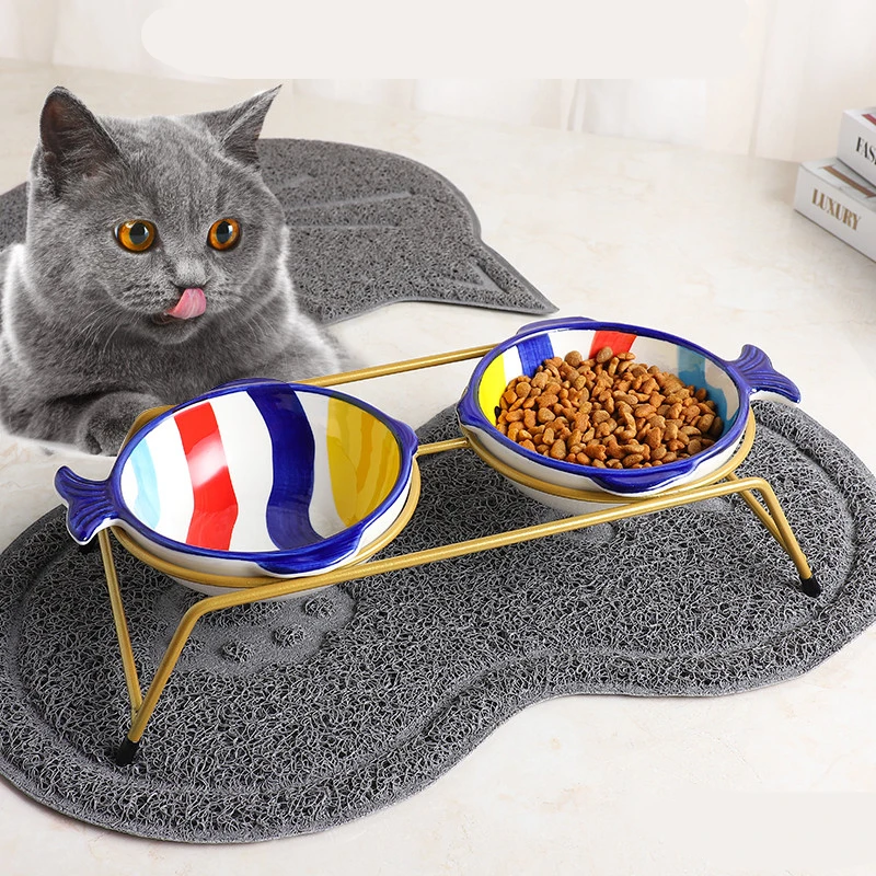 Cute Fish Shape Cat Bowl Cartoon Pet Ceramic Bowl Iron Frame Double Bowl Dog Cat Universal High Quality Non-slip Bowl Pet Feeder
Cute Fish Shape Cat Bowl Cartoon Pet Ceramic Bowl Iron Frame Double Bowl Dog Cat Universal High Quality Non-slip Bowl Pet Feeder