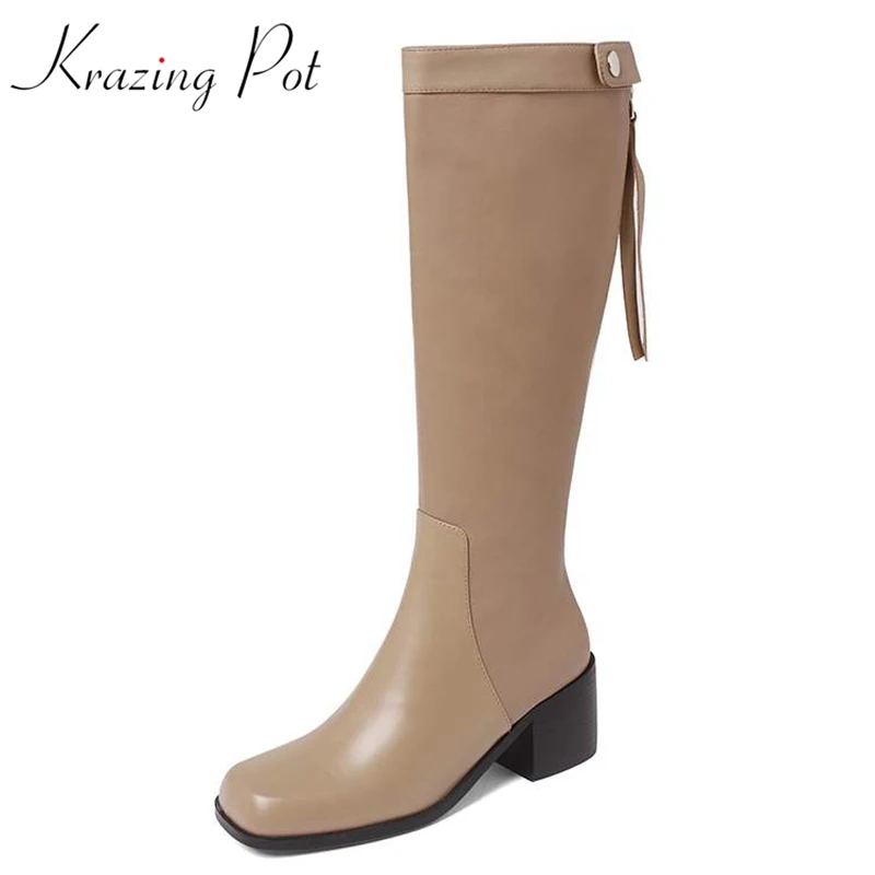 Krazing pot cow leather square toe riding boots thick high heels tassel zipper maiden brand gentlewomen mature thigh high boots 
Krazing pot cow leather square toe riding boots thick high heels tassel zipper maiden brand gentlewomen mature thigh high boots