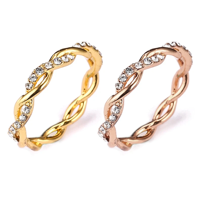 New Style Women Rhinestone Twist Ring Gold/Rose Gold Color Wedding Fine Jewelry
New Style Women Rhinestone Twist Ring Gold/Rose Gold Color Wedding Fine Jewelry