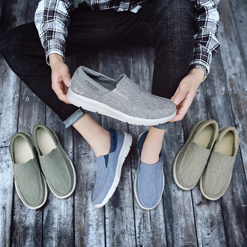 Summer Men's Casual Shoes Soft Comfortable Men's Canvas Shoes Breathable Men's Loafers Lightweight Outdoor Men's Flat Shoes