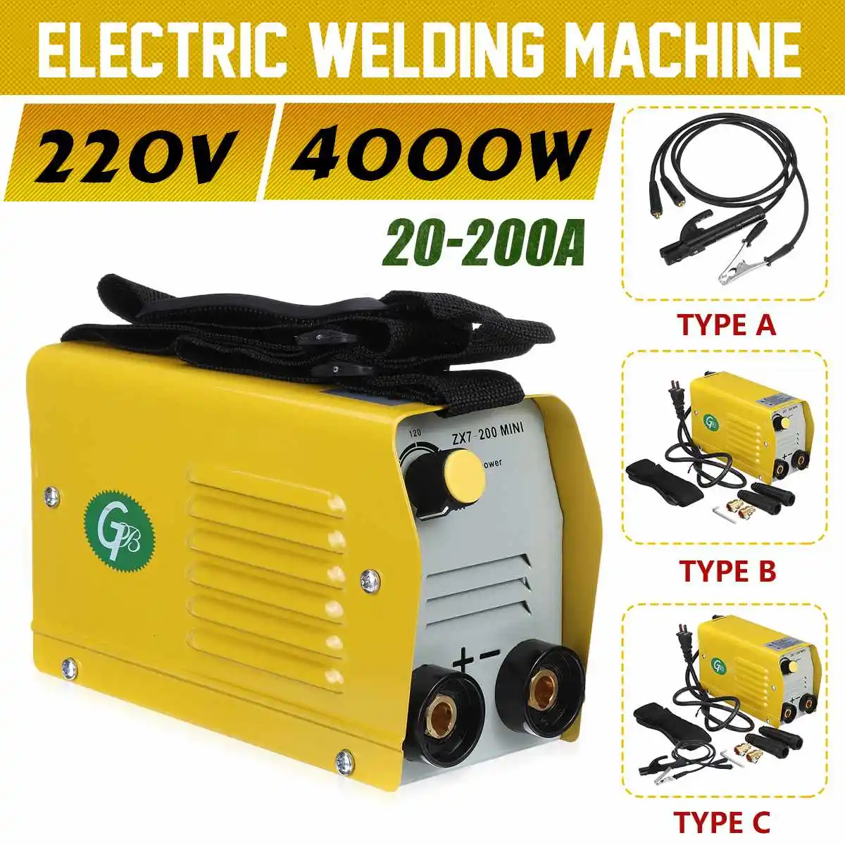 4000W 220V Handheld Mini MMA Electric Arc Welder 20A-200A Insulated Electrode Inverter Arc Metal Welding Machine Portable Tool
4000W 220V Handheld Mini MMA Electric Arc Welder 20A-200A Insulated Electrode Inverter Arc Metal Welding Machine Portable Tool