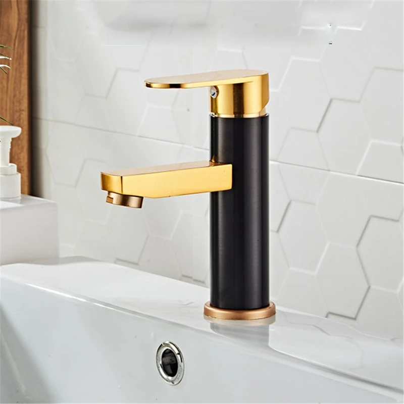 Алюминиевые смесители для раковины черного и золотого цвета в ванной комнате