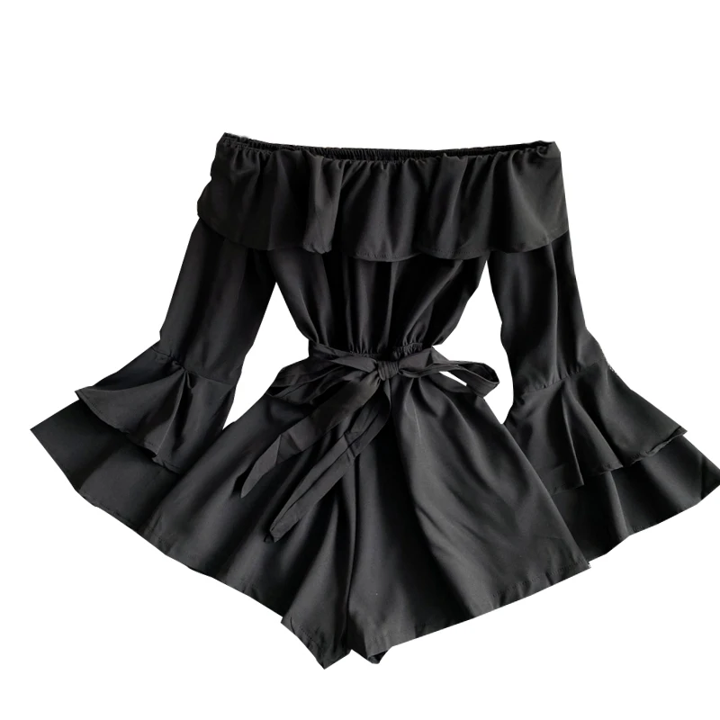 2021 Spring New One-line Collar Off-shoulder Ruffled Waist Thinner Belted Wide-leg Pants Jumpsuit Flared Sleeves GK194
2021 Spring New One-line Collar Off-shoulder Ruffled Waist Thinner Belted Wide-leg Pants Jumpsuit Flared Sleeves GK194