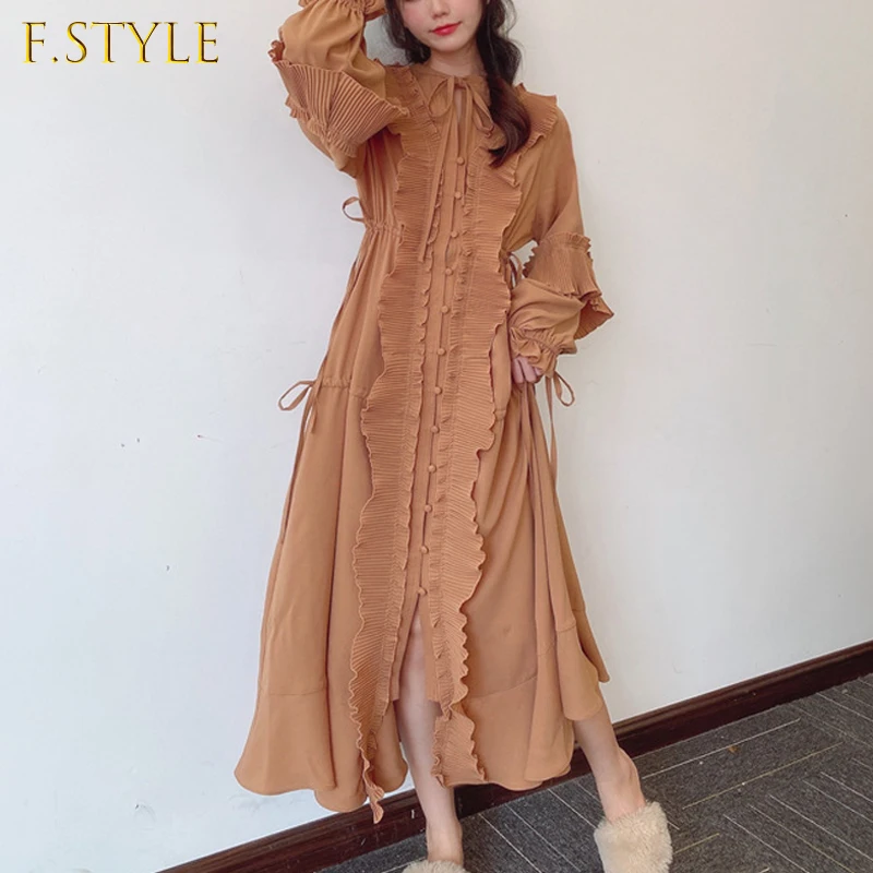 Japanese Temperament Vestidos2021 Autumn Winter New Women Robes Drawstring Pleated Ruffled Long Sleeve Loose Dresses
Japanese Temperament Vestidos2021 Autumn Winter New Women Robes Drawstring Pleated Ruffled Long Sleeve Loose Dresses