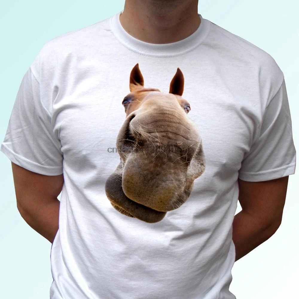 Белая футболка с изображением головы лошади топ животных дизайнерские