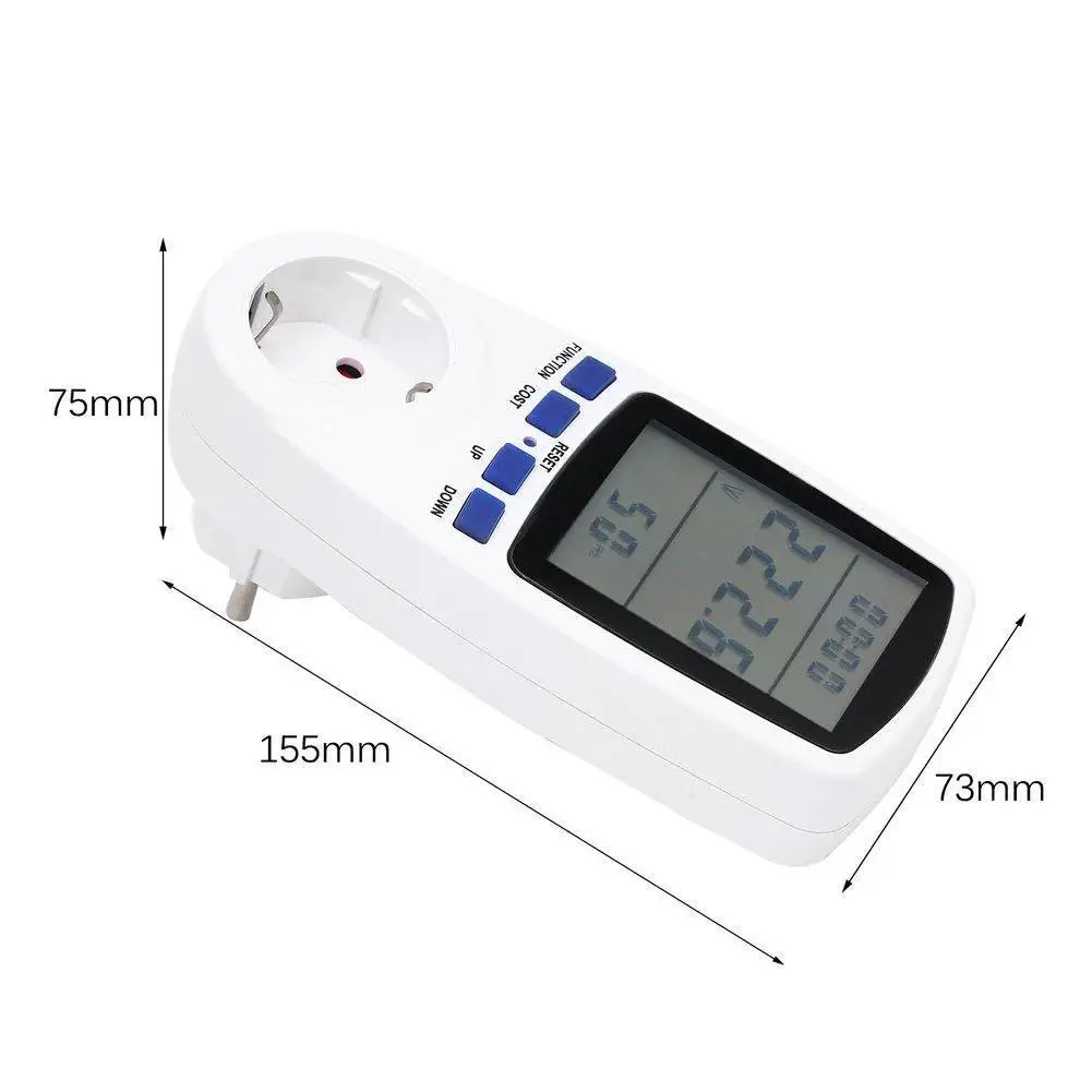 EU Plug AC Power Meter Digital Voltage Wattmeter Backlight Electricity Energy Power Meter Analyzer Watt Consumption Monitor O6R9 
EU Plug AC Power Meter Digital Voltage Wattmeter Backlight Electricity Energy Power Meter Analyzer Watt Consumption Monitor O6R9