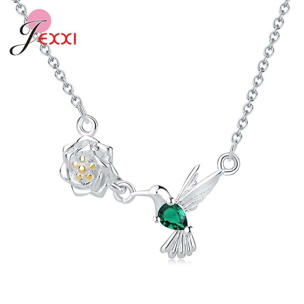 Fashion 925 Sterling Silver Cubic Zircon Hummingbird Necklace Flower Pendant for Women Girl Trendy Crystal Fine Jewelry
Fashion 925 Sterling Silver Cubic Zircon Hummingbird Necklace Flower Pendant for Women Girl Trendy Crystal Fine Jewelry
