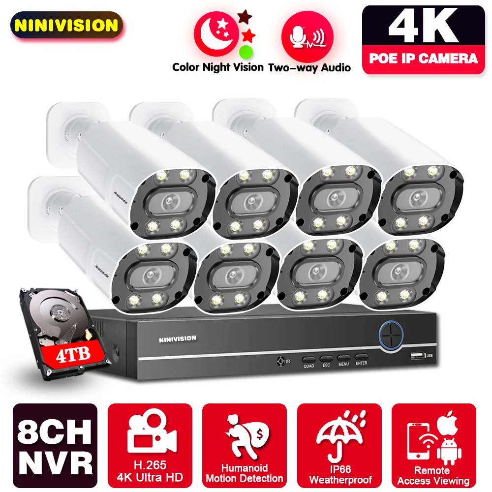 Color Night Vision Camera Security System Kit For Home 8CH NVR Set Two Way Audio Video Surveillance Outdoor POE IP Camera Kits
Color Night Vision Camera Security System Kit For Home 8CH NVR Set Two Way Audio Video Surveillance Outdoor POE IP Camera Kits