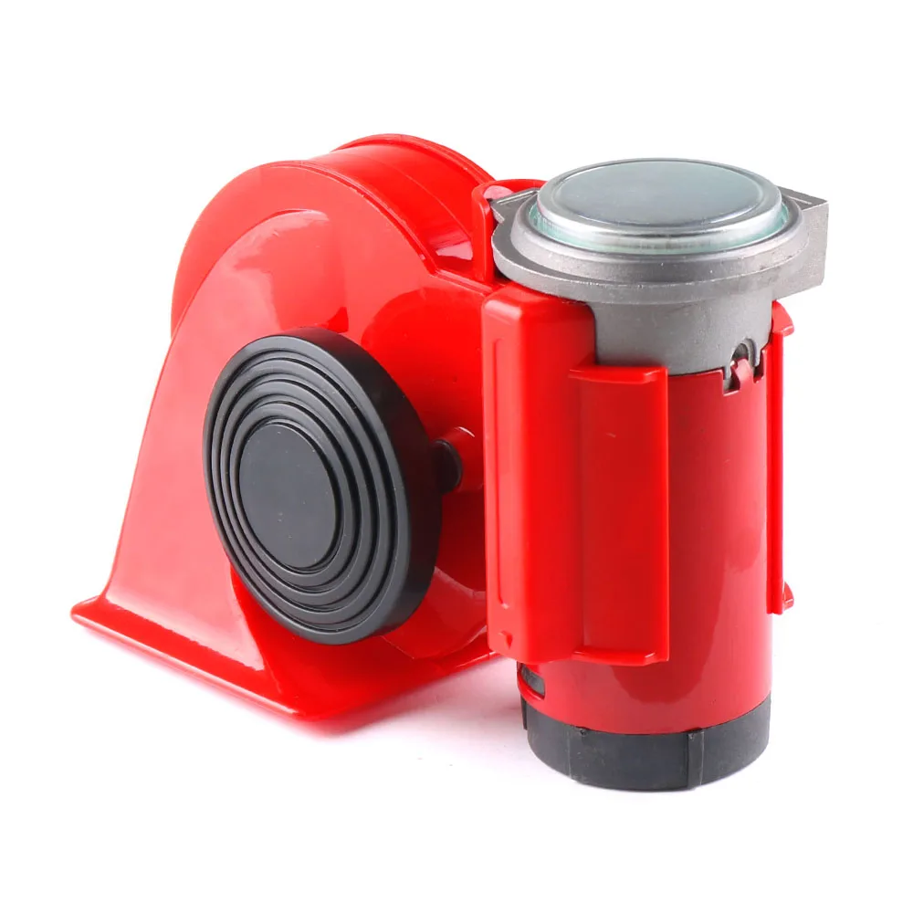 

New 12V/24V 115dB Car Air Horn Red Compact Dual Tone Electric Pump Loud Siren Vehicle for Car Motorcycle Truck Bicycle JG-HN06