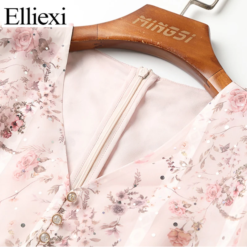 Elliexi Pink Chiffon Printed Women Dress Summer Slim Short Sleeve A-Line V Neck Party Dresses Sweet Pleat Casual Female Vestidos
Elliexi Pink Chiffon Printed Women Dress Summer Slim Short Sleeve A-Line V Neck Party Dresses Sweet Pleat Casual Female Vestidos