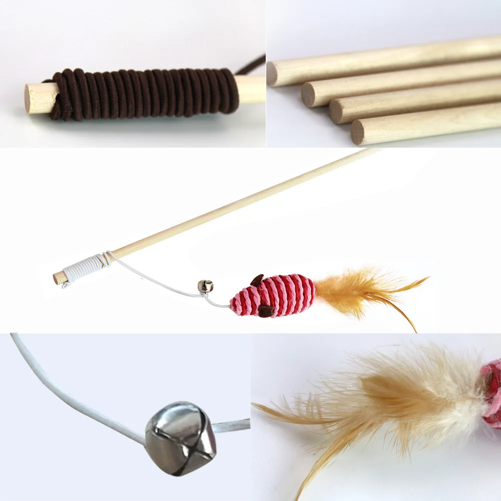 Pet Cat Teaser Toys Feather Linen Wand Cat Catcher Teaser Stick Cat Interactive Toys Wood Rod Mouse Toy With Mini Bell Wholesale 
Pet Cat Teaser Toys Feather Linen Wand Cat Catcher Teaser Stick Cat Interactive Toys Wood Rod Mouse Toy With Mini Bell Wholesale