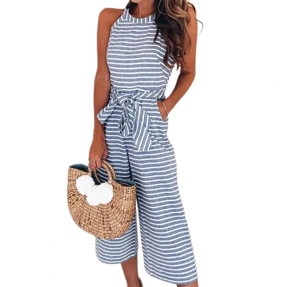Summer Women Sleeveless Slim Jumpsuit Stripe High Waist 3 Colors Ladies Halter Off Shoulder Romper for Shopping Pocket Playsuit
Summer Women Sleeveless Slim Jumpsuit Stripe High Waist 3 Colors Ladies Halter Off Shoulder Romper for Shopping Pocket Playsuit