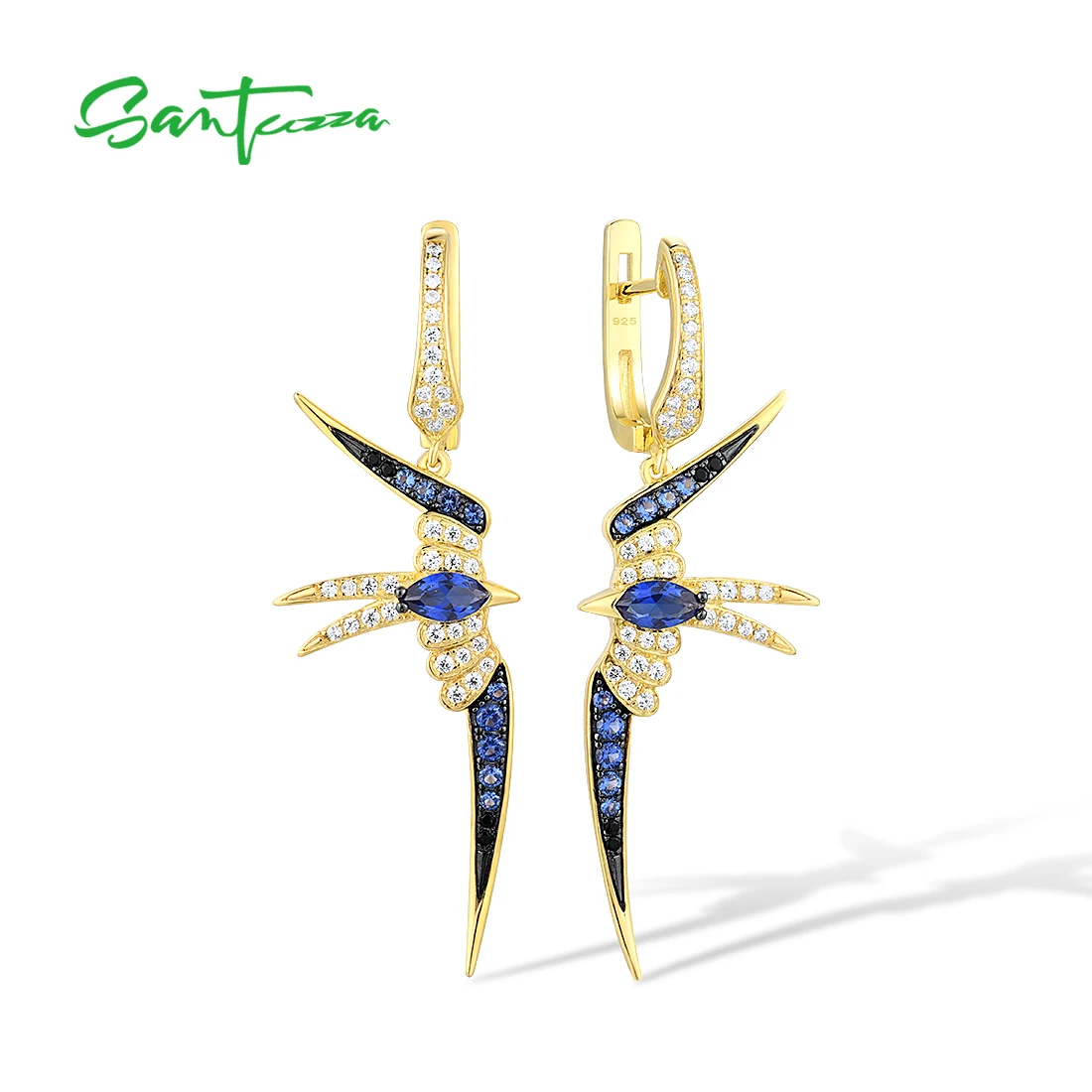 SANTUZZA Silver Earrings For Women 925 Sterling Silver Sparkling CZ Gold Color Dangle Earrings Blue Swallow Fine Party Jewelry
SANTUZZA Silver Earrings For Women 925 Sterling Silver Sparkling CZ Gold Color Dangle Earrings Blue Swallow Fine Party Jewelry