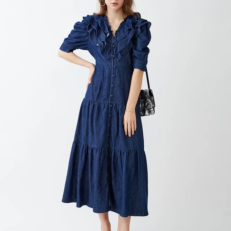 Elegant Chic Cascading Ruffle Patchwork Design Dresses Sweet Drawstring Bow One Piece Fashion V Neck Slim Waist Woman Dress
Elegant Chic Cascading Ruffle Patchwork Design Dresses Sweet Drawstring Bow One Piece Fashion V Neck Slim Waist Woman Dress