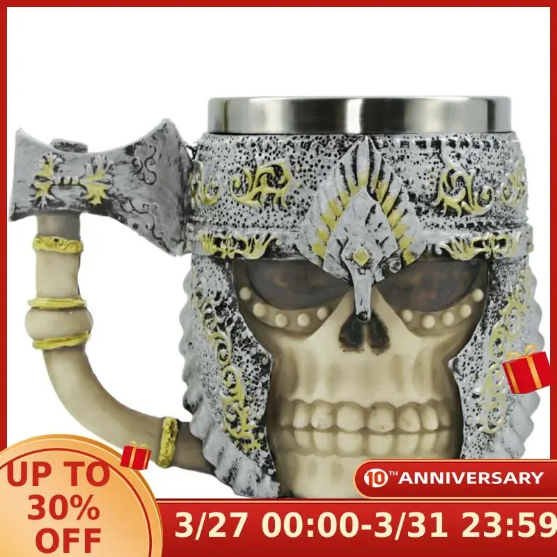 1 шт. battleox кружка череп Viking Череп шлем с рогами Tankard Warrior Готический питьевой
