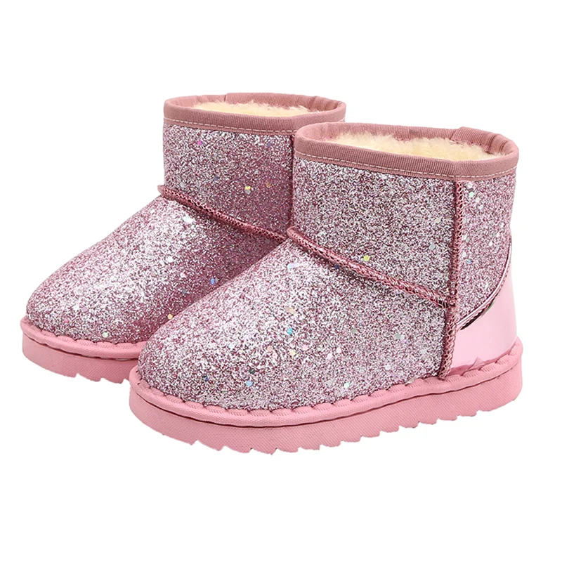 

Kids Baby Toddler Bling Shoes Child Winter Sequins Snow Boots Plush Thicker Sole Boys Girls Snow Boots Shoes Size