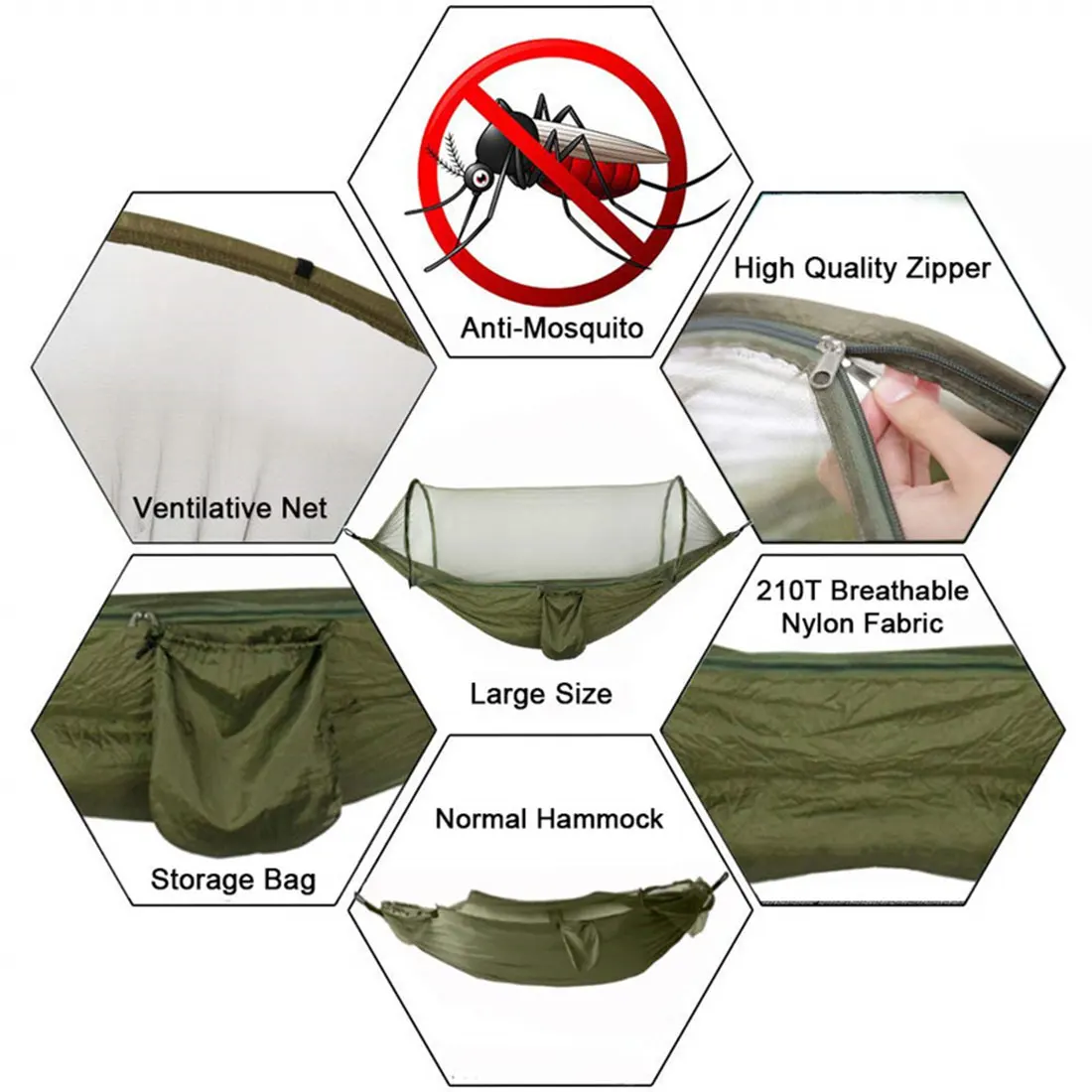 Portable Outdoor Camping Hammock with Mosquito Net High Strength Parachute Fabric Hanging Bed Hunting Camping Sleeping Swing
Portable Outdoor Camping Hammock with Mosquito Net High Strength Parachute Fabric Hanging Bed Hunting Camping Sleeping Swing